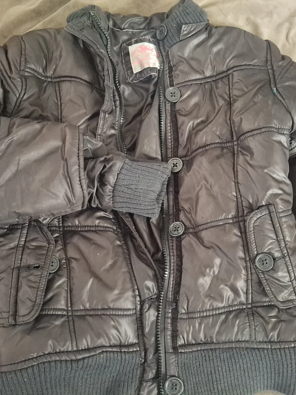 Justice Black Quilted Puffer Jacket for Kids